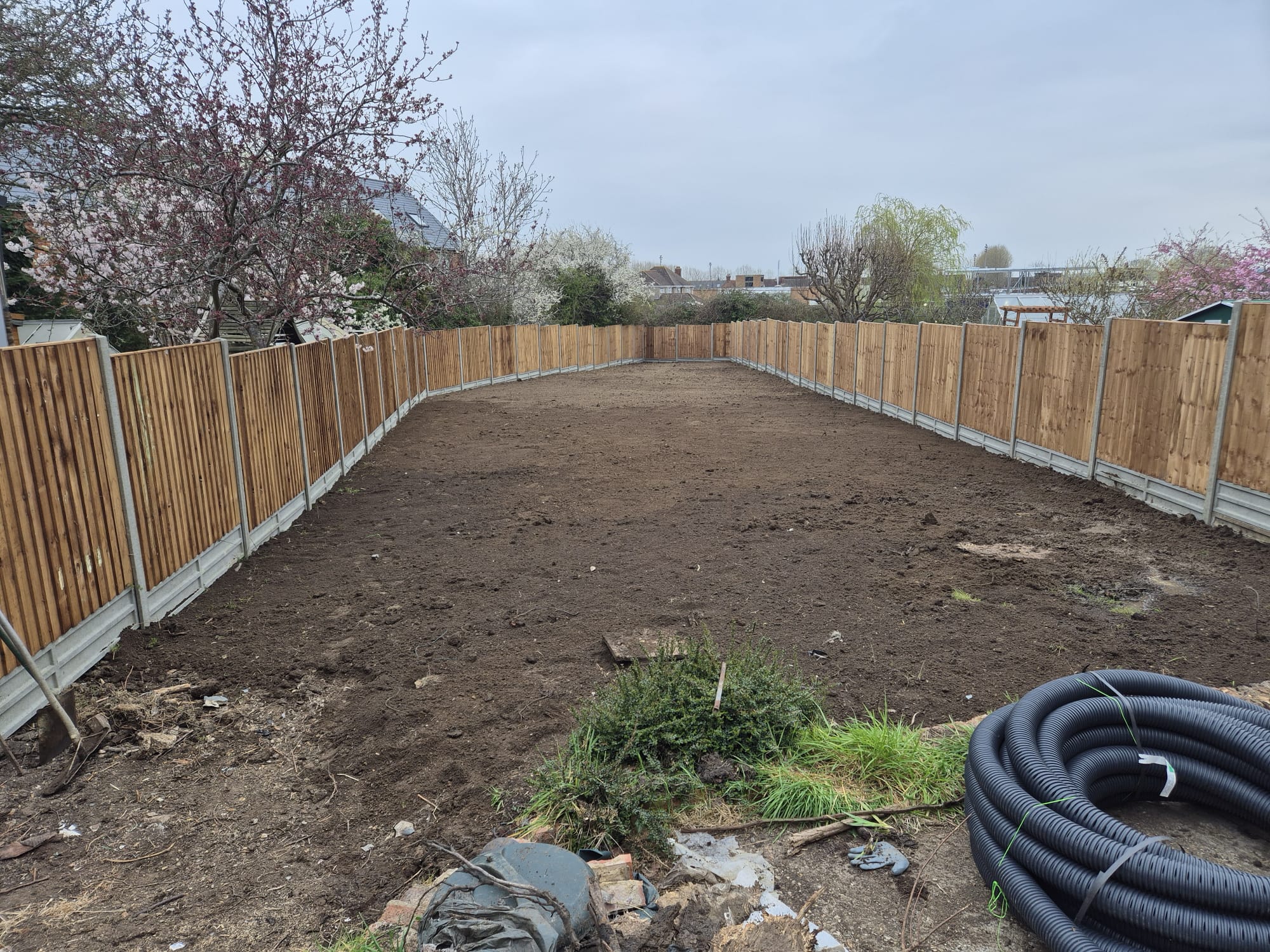 Site visit — stage of garden landscaping project by Boyde Landscapes.