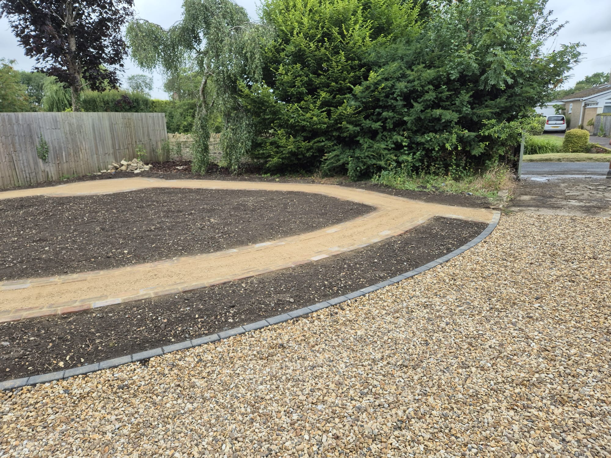 Driveway groundworks and edging by Boyde Landscapes.
